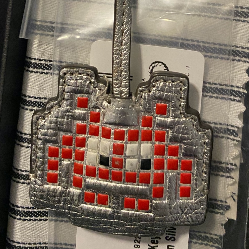 Anya Hindmarch Leather Space Invader Key Ring Fob